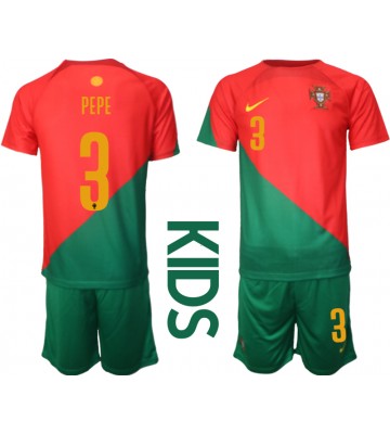 Lacne Dětský Futbalové dres Portugalsko Pepe #3 MS 2022 Krátky Rukáv - Domáci (+ trenírky)